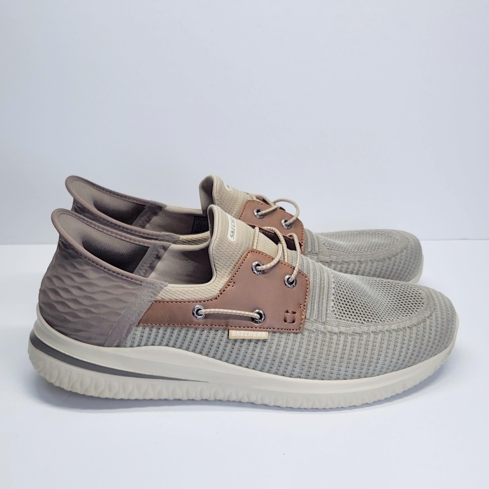Skechers Slip-Ins Shoes Mens Size 14 Beige Knit Boat Comfort Casual 210606W - Picture 6 of 13